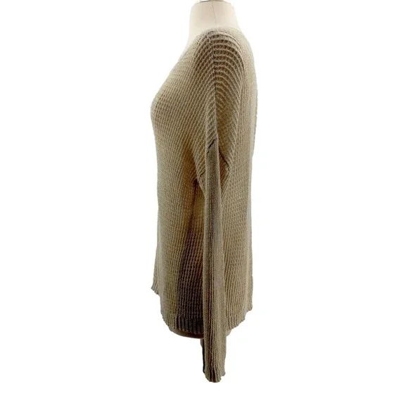 Eileen Fisher Natural Beige Crochet Crew Neck Linen-Wool Sweater Size Medium EUC - Picture 5 of 8